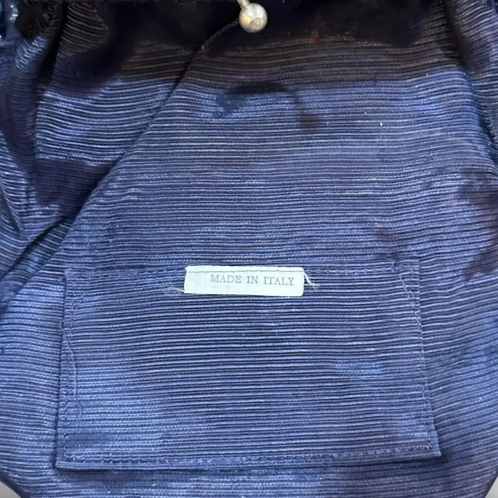Vintage Navy Blue Woven Evening Clutch – Made in Italy